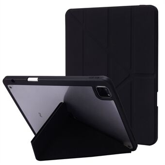 For iPad Pro  (2021)/(2020)/(2018) Tablet Case Auto Wake/Sleep Origami Stand PU Leather + Acrylic Cover