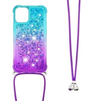 Glitter Liquid Gradient Quicksand Series Bling Sparkle Soft TPU skyddsfodral med rem för iPhone 13 