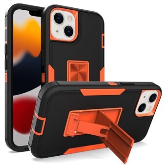 For iPhone 13  Back Shell, PC + TPU Hybrid Phone Cover with Integrated Kickstand Car Mount Metal Sheet Case