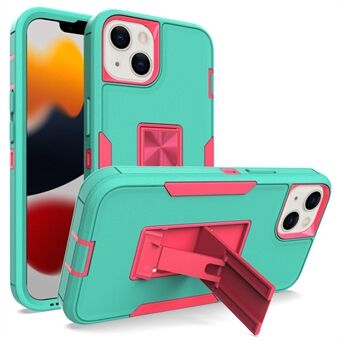 For iPhone 13  Back Shell, PC + TPU Hybrid Phone Cover with Integrated Kickstand Car Mount Metal Sheet Case