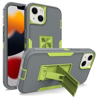 For iPhone 13  Back Shell, PC + TPU Hybrid Phone Cover with Integrated Kickstand Car Mount Metal Sheet Case