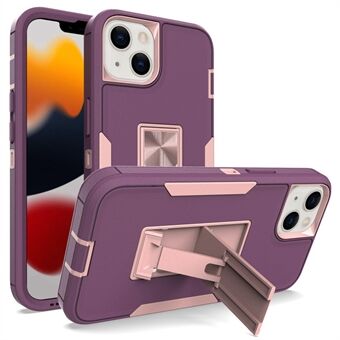 For iPhone 13  Back Shell, PC + TPU Hybrid Phone Cover with Integrated Kickstand Car Mount Metal Sheet Case