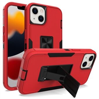 For iPhone 13  Back Shell, PC + TPU Hybrid Phone Cover with Integrated Kickstand Car Mount Metal Sheet Case