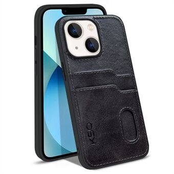 KSQ 002 Series for iPhone 13  Card Slots All-around Protection Case PU Leather Coated PC+TPU Hybrid Mobile Phone Shell