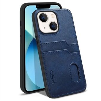 KSQ 002 Series for iPhone 13  Card Slots All-around Protection Case PU Leather Coated PC+TPU Hybrid Mobile Phone Shell