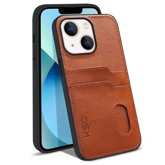 KSQ 002 Series for iPhone 13  Card Slots All-around Protection Case PU Leather Coated PC+TPU Hybrid Mobile Phone Shell