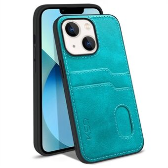 KSQ 002 Series for iPhone 13  Card Slots All-around Protection Case PU Leather Coated PC+TPU Hybrid Mobile Phone Shell