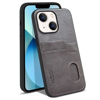 KSQ 002 Series for iPhone 13  Card Slots All-around Protection Case PU Leather Coated PC+TPU Hybrid Mobile Phone Shell