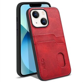 KSQ 002 Series for iPhone 13  Card Slots All-around Protection Case PU Leather Coated PC+TPU Hybrid Mobile Phone Shell