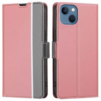 For iPhone 13  Ultra-thin Twill Texture Phone Shell PU Leather+TPU Drop-proof Anti-scratch Card Holder Design Phone Case with Stand