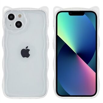 För iPhone 13  Cat Ear Design Edge kantskyddande skal Matt Genomskinlig Mjuk TPU Mobiltelefonfodral