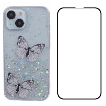 WANLONFENG AW-serien för 13 TPU-fodral PVC Butterfly Glitter baksida med skärmskydd