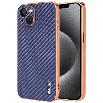 AZNS För iPhone 13 Fodral Elektroplätering Kolfibertextur PU+TPU Mobilskal