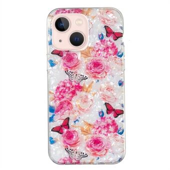 Anti-Drop TPU telefonfodral för iPhone 13 6,1 tum IMD Marble Flower Shell Pattern Phone Guard