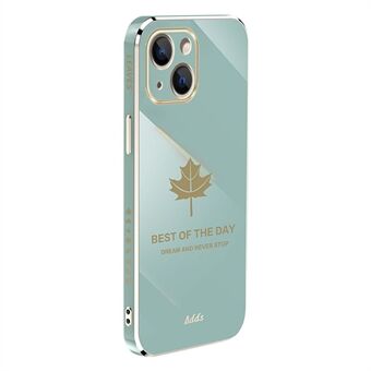 För iPhone 13 6,1 tum Straight Edge 6D galvanisering TPU-skal Maple Leaf telefonfodral