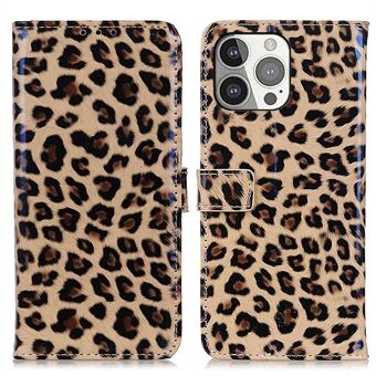 Leopard Print TPU Läder Folio Stand Plånboksfodral med magnetisk stängning för iPhone 13 Pro 