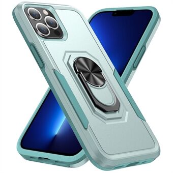 Defender Series Acrylic + TPU Cellphone Case for iPhone 13 Pro , Anti-drop Mobile Phone Cover with Ring Kickstand