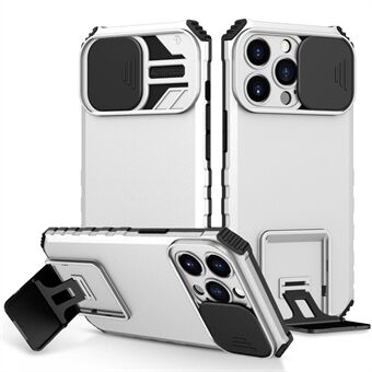 For iPhone 13 Pro  Camera Slider Design Adjustable Vertical Kickstand Phone Case PC + TPU Protective Cover