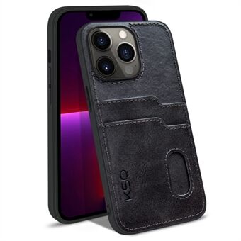 KSQ 002 Series for iPhone 13 Pro  Card Slots All-inclusive Protection Cell Phone Case PU Leather Coated PC+TPU Hybrid Shell