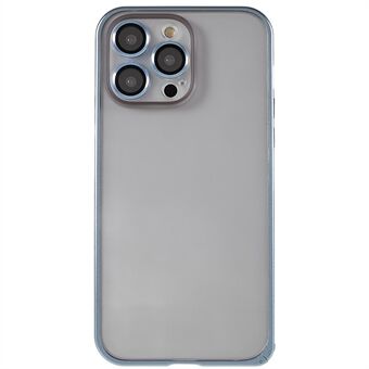 För iPhone 13 Pro 6,1 tum fjäderspänne Metal Series Genomskinligt matt fodral Metallram Edge Förstärkt hörn Hård PC Baksida Skyddande telefonskal