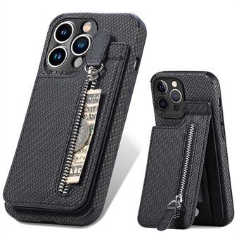 Woven Texture Kickstand-fodral för iPhone 13 Pro , läderbelagd TPU-skyddsfodral med dragkedja