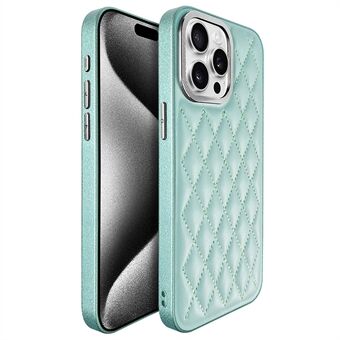 KST DESIGN För iPhone 13 Pro Fodral Läderbelagt PC+TPU Telefonskal Med Stygna Rhombus, Matt Interiör