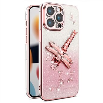 KADEM För iPhone 13 Pro Fodral Trollslända Ställ TPU Blommor Glitter Telefonfodral