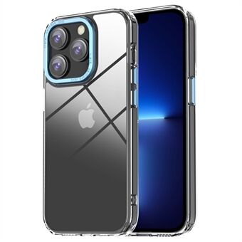 AHASTYLE PC06-B för iPhone 13 Pro 6,1 tum Kristallklart telefonfodral Hård PC Mjuk TPU Anti-Fall telefonskydd med zinklegering kameraram