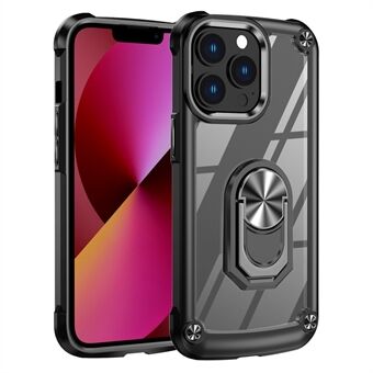 Stötsäkert telefonfodral för iPhone 13 Pro 6,1 tum Ring Kickstand PC + TPU mobiltelefonskal