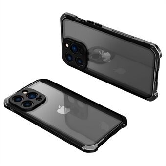 3-delat mobilt bakskal för iPhone 13 Pro, metall + härdat glas Stötsäkra hybridfodral