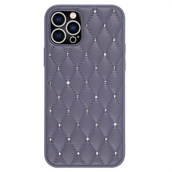 Skyddsfodral för iPhone 13 Pro 6,1 tum, Rhinestone Decor Rhombus Texture PU Läder+TPU telefonskydd Stötsäkert bakskal