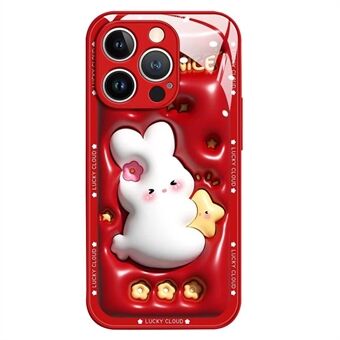 För iPhone 13 Pro 6,1 tum Cartoon Rabbit Hugging Star Stötdämpande härdat glas + TPU telefonfodral Baksida Skyddsfodral