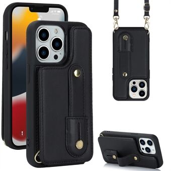 Korthållare Telefonskal för iPhone 13 Pro , Armband Kickstand Läder+TPU telefonfodral