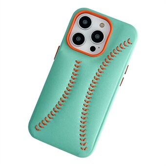 Anti-dropp telefonfodral för iPhone 13 Pro 6,1 tum baseball textur broderi PU läderbelagt PC-fodral