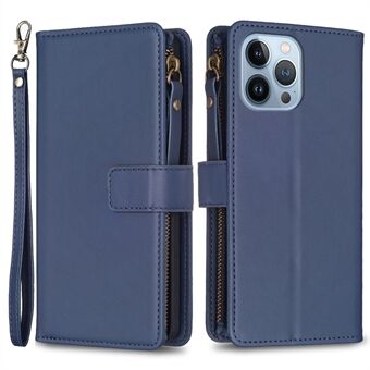 BF Style-19 Zipper Pocket Stand Fodral för iPhone 13 Pro , Plånbok PU Läder Stötsäkert telefonfodral