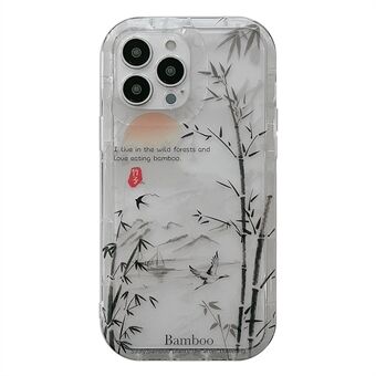 Bakskal för iPhone 13 Pro 6,1 tum Bamboo Forest Ink Painting TPU Cover Transparent telefonfodral