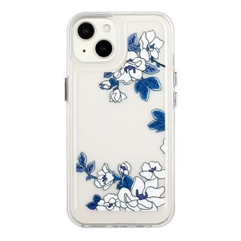 Flower Series for iPhone 13 mini  Acrylic+TPU Electroplated Metal Buttons Protector Flower Pattern Printed 2mm Thickened Shockproof Phone Case