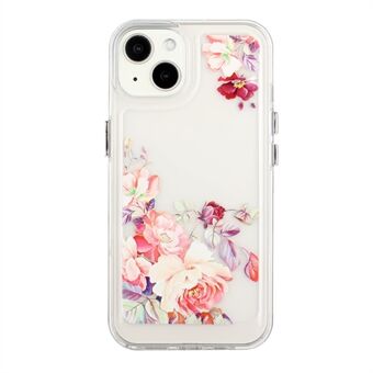 Flower Series for iPhone 13 mini  Acrylic+TPU Electroplated Metal Buttons Protector Flower Pattern Printed 2mm Thickened Shockproof Phone Case