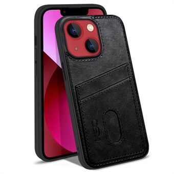 KSQ 003 Series for iPhone 13 mini  Shockproof Protective Case PU Leather Coated PC+TPU Hybrid Phone Shell with Card Slots