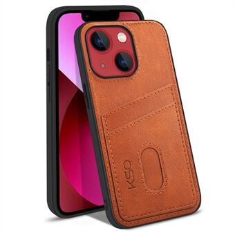 KSQ 003 Series for iPhone 13 mini  Shockproof Protective Case PU Leather Coated PC+TPU Hybrid Phone Shell with Card Slots