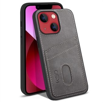 KSQ 003 Series for iPhone 13 mini  Shockproof Protective Case PU Leather Coated PC+TPU Hybrid Phone Shell with Card Slots