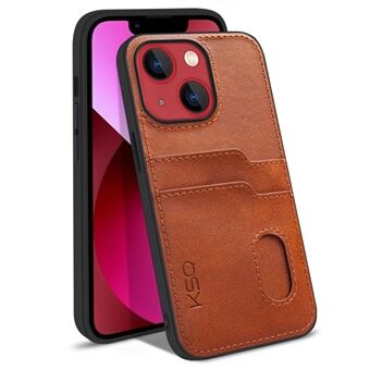 KSQ 002 Series for iPhone 13 mini  Anti-fall Shockproof Card Slots Phone Case PU Leather Coated PC+TPU Hybrid Shell