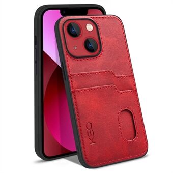 KSQ 002 Series for iPhone 13 mini  Anti-fall Shockproof Card Slots Phone Case PU Leather Coated PC+TPU Hybrid Shell