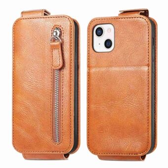 Outer Zipper Wallet Phone Cover for iPhone 13 mini , Vertical Flip Anti-scratch PU Leather Viewing Stand Case