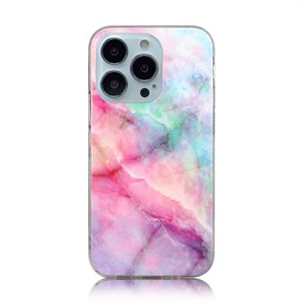 Marble Texture Pattern Smooth IMD Design Series Flexibelt Slim TPU-skal för iPhone 13 Pro Max 