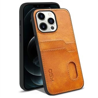 KSQ 002 Series for iPhone 13 Pro Max  Anti-scratch Card Slots Phone Case PU Leather Coated PC+TPU Hybrid Cover