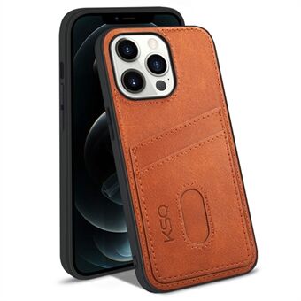 KSQ 003 Series for iPhone 13 Pro Max  Mobile Phone Case PU Leather Coated PC+TPU Hybrid Anti-fall Shell with Card Slots