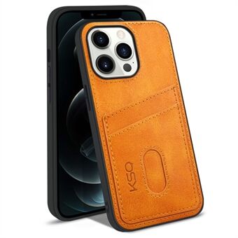 KSQ 003 Series for iPhone 13 Pro Max  Mobile Phone Case PU Leather Coated PC+TPU Hybrid Anti-fall Shell with Card Slots