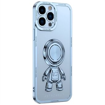 För iPhone 13 Pro Max  Spaceman Design Galvaniserad TPU-telefonfodral Kickstandsskydd med bilmonterad metallplåt