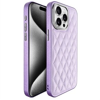 KST DESIGN För iPhone 13 Pro Max Fodral Läderklädd PC+TPU Telefonfodral Stitched Rhombus, Matt Interiör